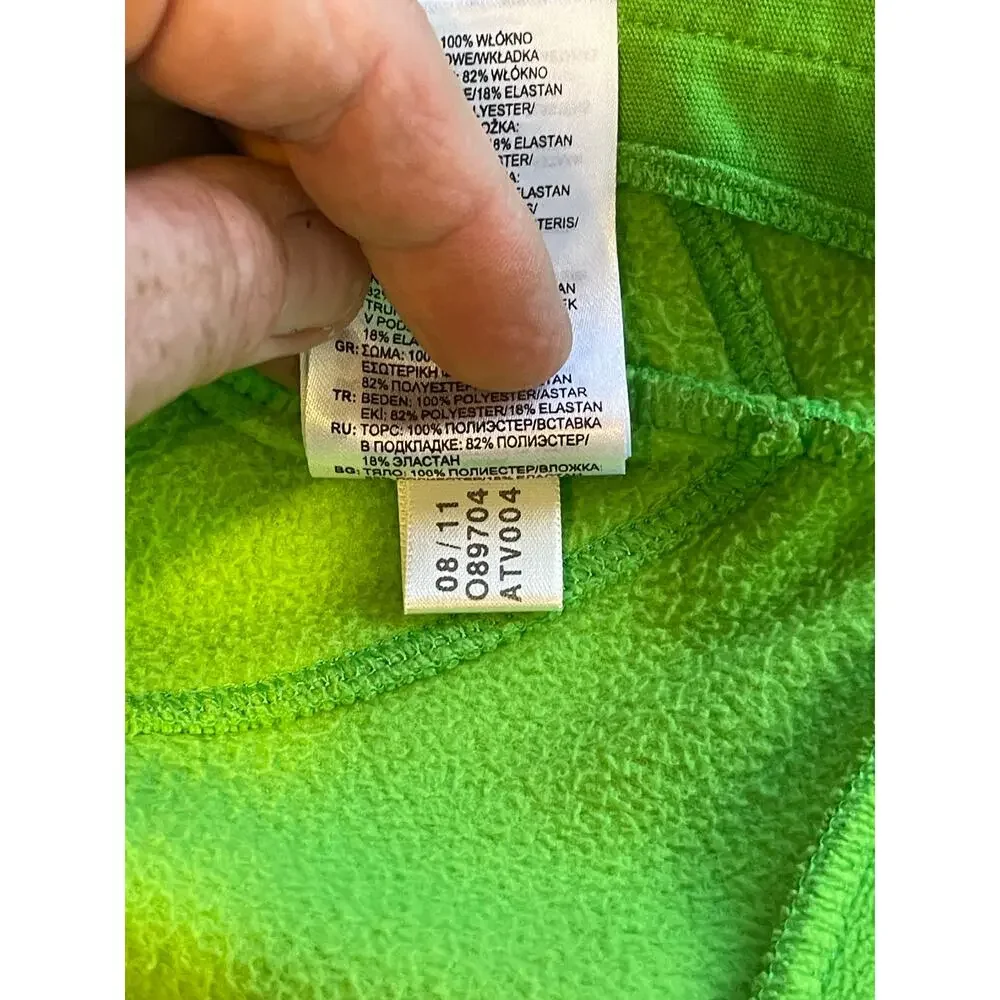 Adidas Fleece Sweater Full Zip Large Lime Green Long‎ Sleeve